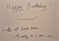 Handwritten Card Message